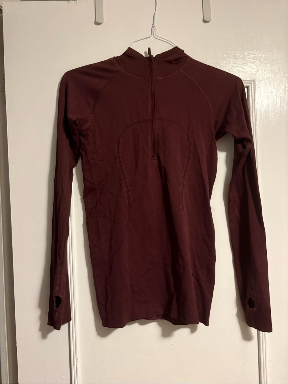 Lululemon Women's Long Sleeve Half-Zip Active Top - Deep Burgundy (swiftly tech)